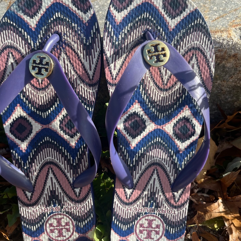 Tory Burch Multicolor Chevron Flip Flops